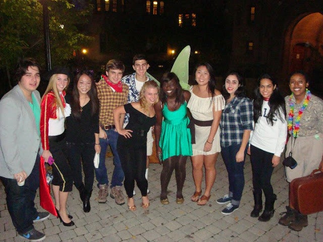 A group of freshmen students in costumes.