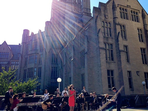 The Yale Jazz Ensemble performing on the campus lawn.