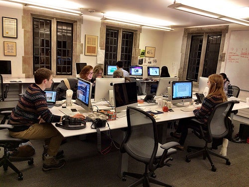 Yale Daily News staffers hard at work in their office.