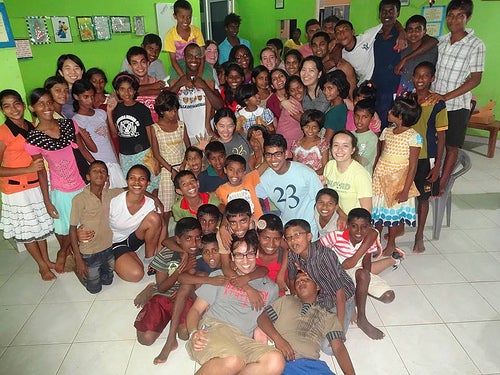 The volunteers with all of the children at the orphanage.