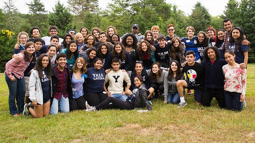 &quot;La Casa&quot; gather for a group photo while on a group retreat.