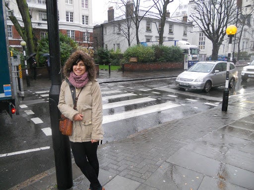 Michelle at the Abbey Road crossing.