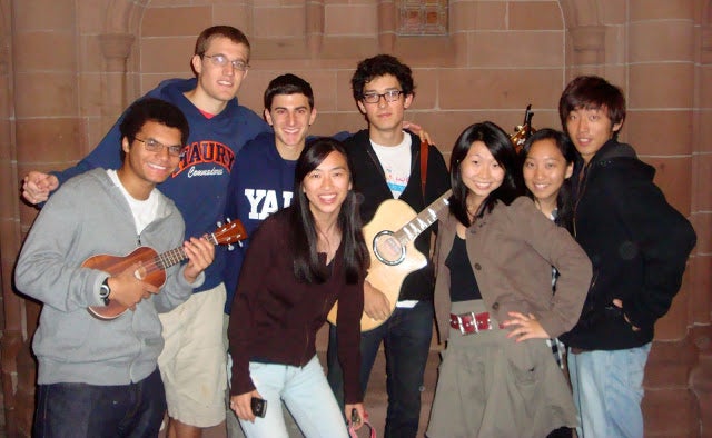 A diverse group of student musicians.