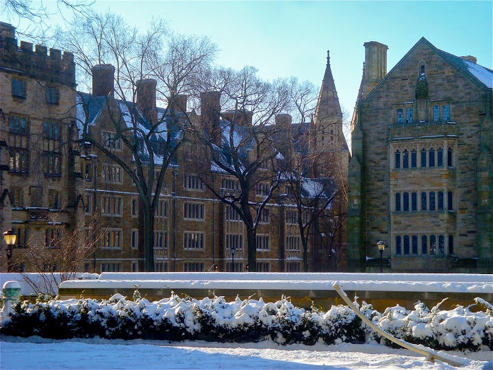 A clear and sunny day after a snowstorm on the Memorial Quadrangle.