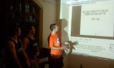 A student looks on during a karaoke performance of Taylor Swift's &quot;Love Story&quot;.
