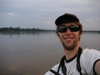 A selfie on the shore of the Rio Napo river.