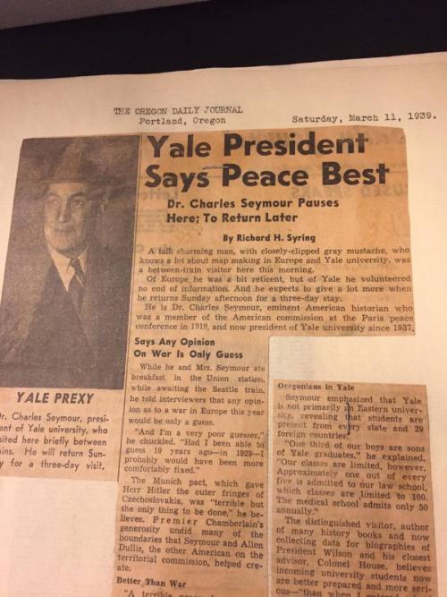 A newspaper clipping from 1939.
