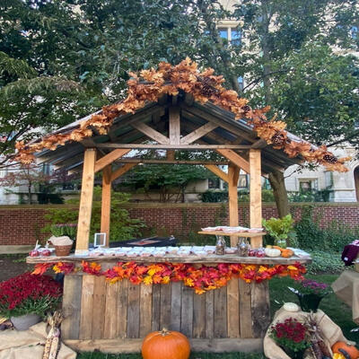 a small shack pop-up with fall treats
