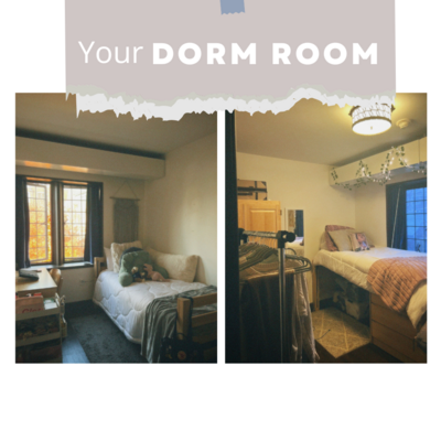 Two dorm rooms side by side 