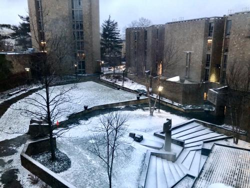 Stiles Courtyard covered in snow