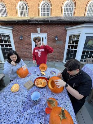 Pumpkin carving action picture