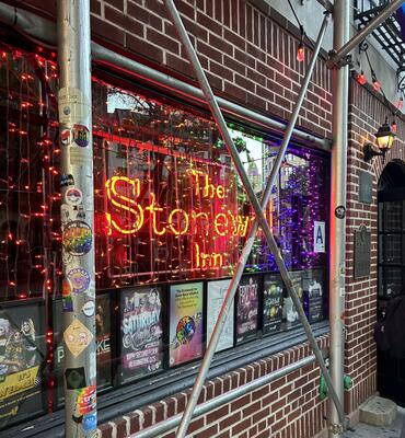 Rainbow neon sign of the historic Stonewall Inn in New York City