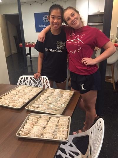 girls with dumplings