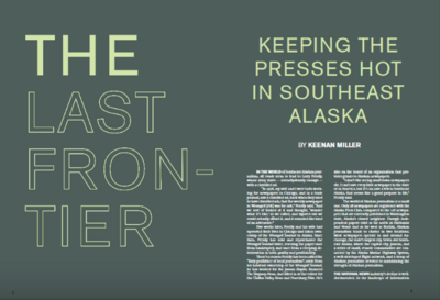 First two pages of printed article on Southeast Alaskan Journalism