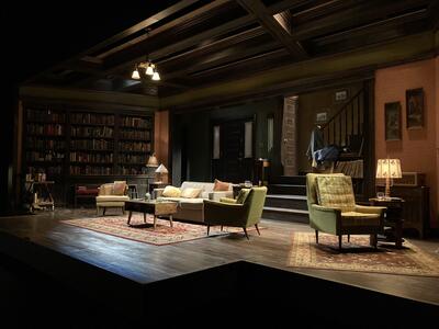 The living room set for The Rep's production of Who's Afraid of Virginia Woolf