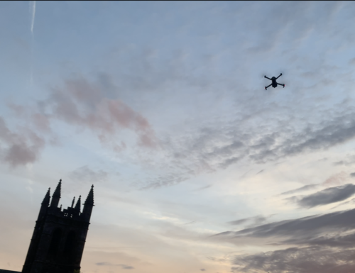 Drone over church