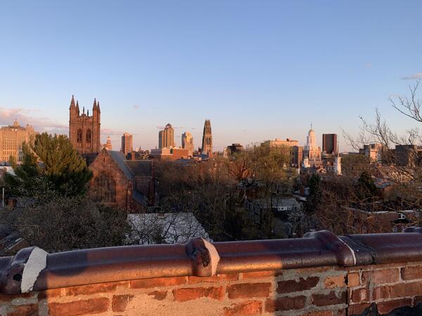 a skyline sunset view of New Haven