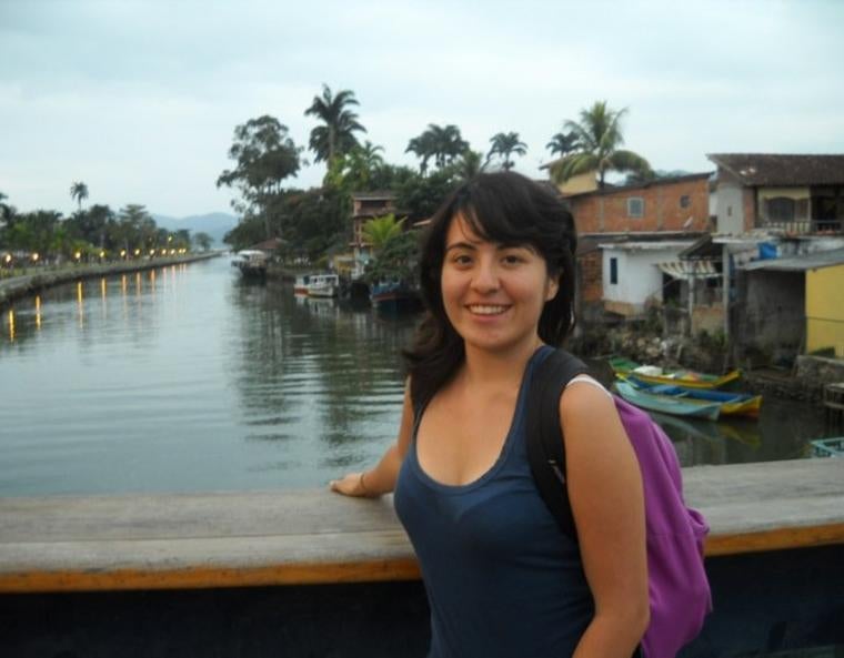 The author on a bridge across a Brazilian Canal.