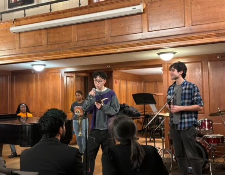 photo of a student band and singing performance