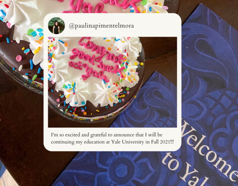 Instagram photo of Congrats on Yale cake