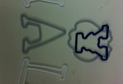 Silly bands in a variety of Yale-themed shapes.