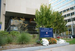 Sign stating "yale school of public health" in front of the school of public health
